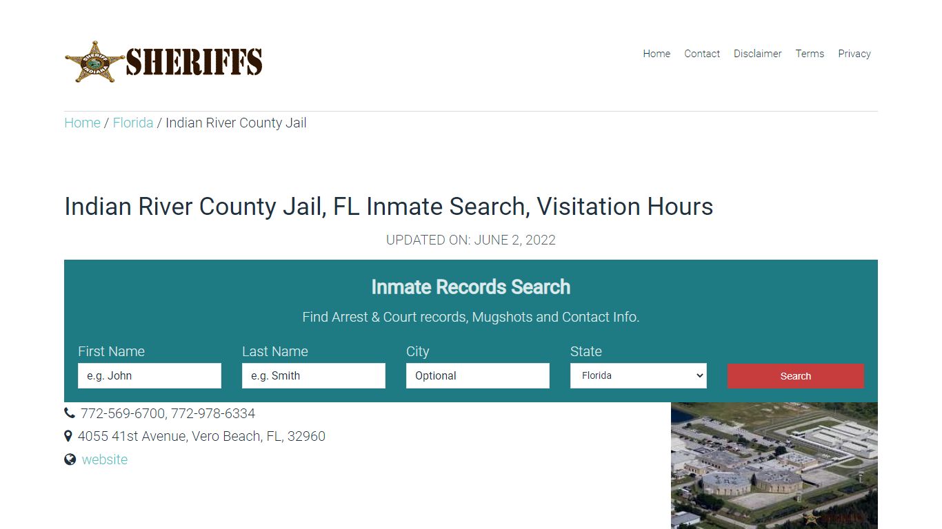 Indian River County Jail, FL Inmate Search, Visitation Hours